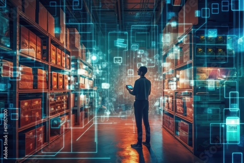 Person doing online shopping on the internet. Generative AI