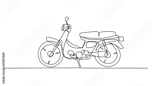 motorcycle vector illustration, public transportation design concept. modern continuous line drawing graphic design.