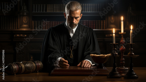 judge in the courtroom.