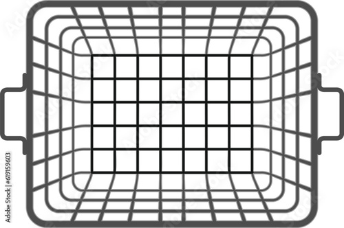 metal supermarket basket isolated on white background top view