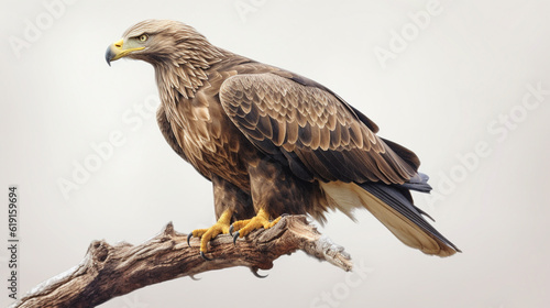 eagle on branch HD 8K wallpaper Stock Photographic Image