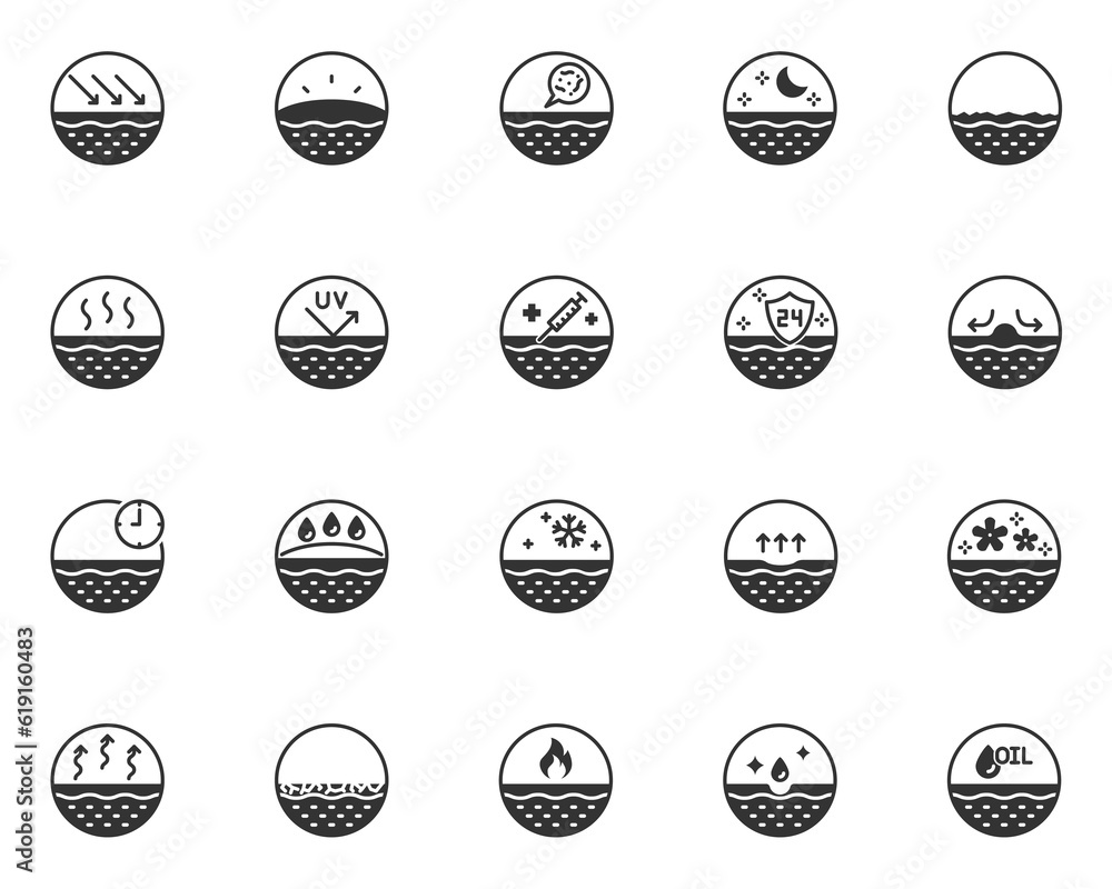 set of skin icons, epidermis, skin care set of skin icons, epidermis, skin care