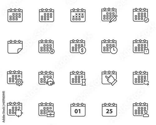set of calendar icons, schedule, event,