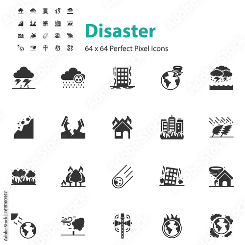 set of disaster icons, environment, natural