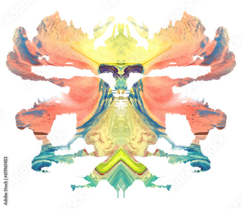 Colorful Rorschach Inkblot Test Illustration Isolated on Transparent Background