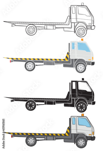 Set of Tow truck in isolate on a white background. Vector illustration.