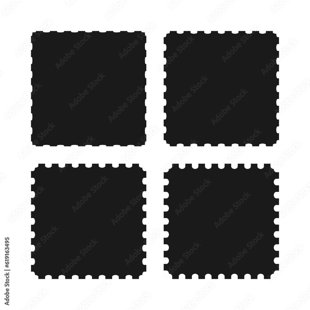 Perforated Edge Square Shapes Icon Set Stock Vector Adobe Stock