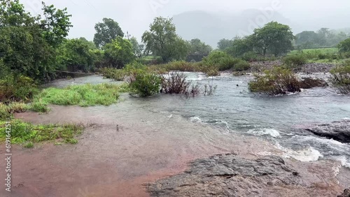 Monsoon Landscape at Tamhini village near Pune India. Monsoon is the rainy season in India from June to September. photo