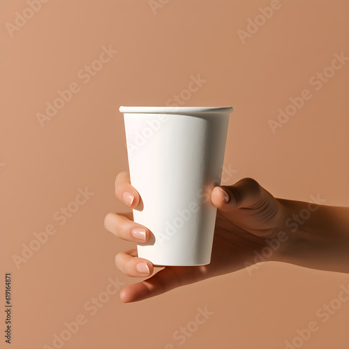 Slika na platnu take away paper cup with straw mockup, Disposable coffee cup with box mockup, mo
