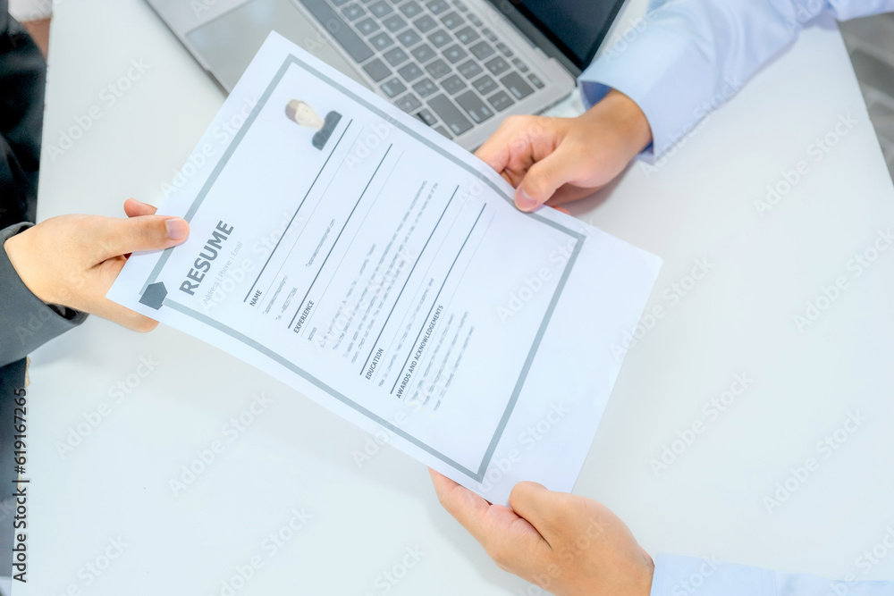 Office executives interviewing job applicants in the meeting room. employer conversation summary work employment Office executives interviewing job applicants in the meeting room. employer conversation summary work employment