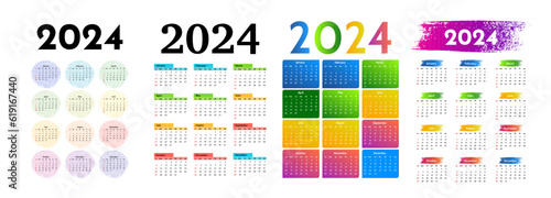 Calendar for 2024 isolated on a white background