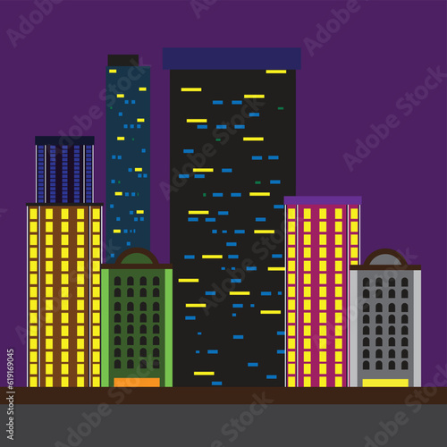 City or building vector art illustration. Flat design of city and building concept and simple design