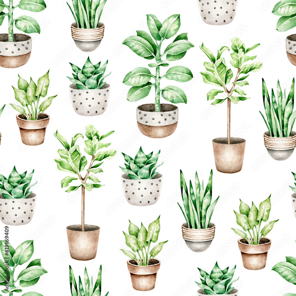 plants in pots pattern plants in pots pattern