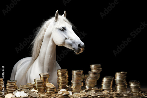 Horse with several gold coins