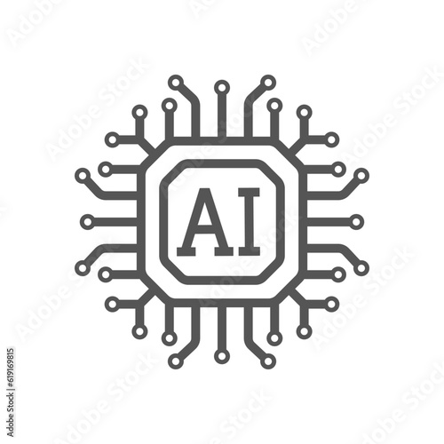 AI Processor vector icon for websites and mobile. Minimalist flat design. Mini AI CPU icon in flat style. Mobile AI CPU. Phone CPU Illustration. Artificial Intelligence. Computer chip microprocessor