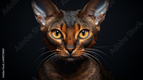 Abyssinian cat photo portrait close up. Photo Ai generated