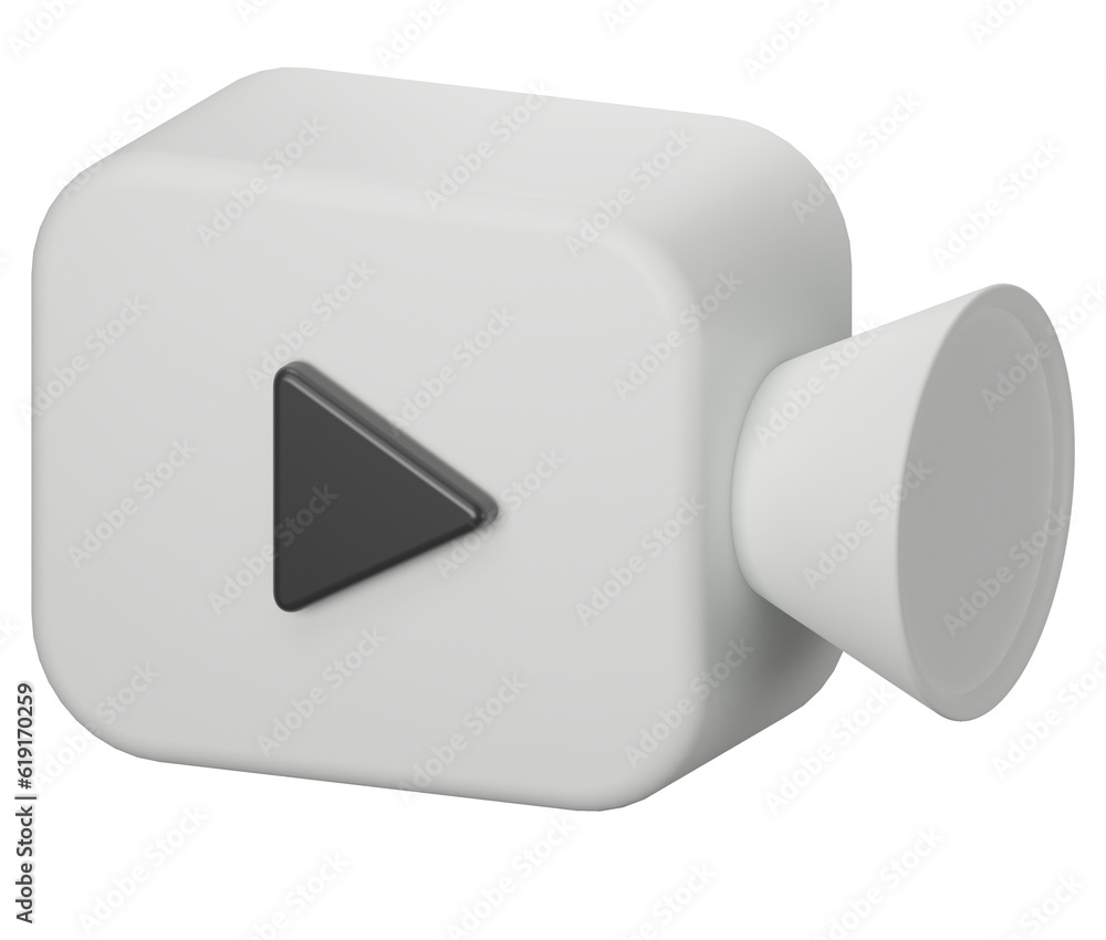 White Video camera icon isolate on background. 3d Realistic movie icon, play button for the interface of applications and web pages. Video, streaming, multimedia concept. White Video camera icon isolate on background. 3d Realistic movie icon, play button for the interface of applications and web pages. Video, streaming, multimedia concept.