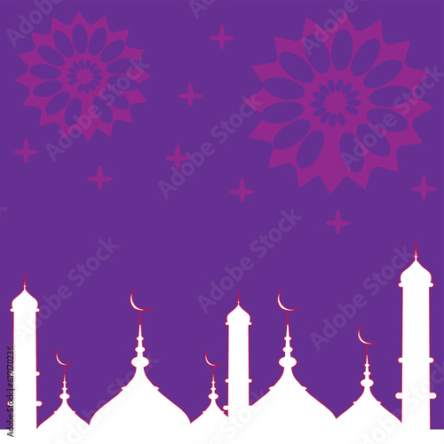 Islamic template design, with full colors and islamic theme. Design with mosque vector and illustration.
