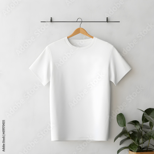 tshirt mockup on clothes hanger bella canvas mock up in minimal style photo