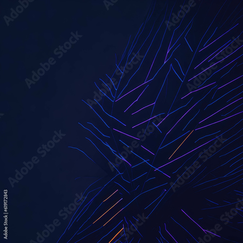 Natural Floral Shapes, Abstract Background With Leaves and Flowers, Neon Tube Lights, Party Club Mood, Generative AI