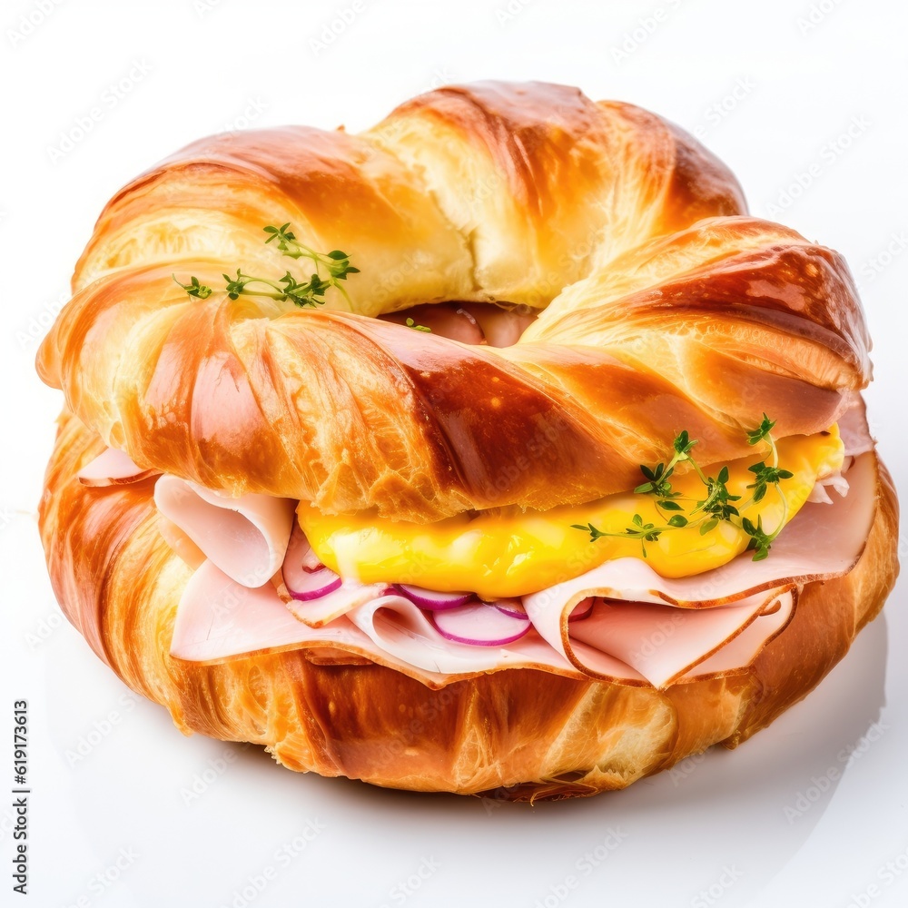 Cheese Bagel isolated on white (generative AI) Cheese Bagel isolated on white (generative AI)