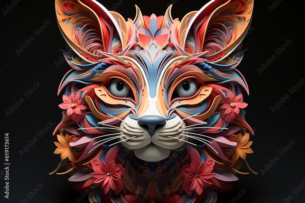 paper cut out volumetric cat portrait paper cut out volumetric cat portrait