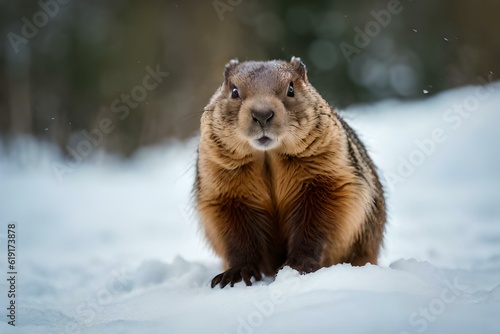 groundhog in the snow. © Ahmad
