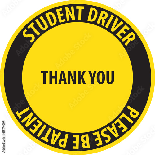 Student driver, novice driver illuminated round sticker for cars vector