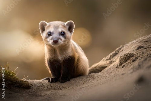 black footed ferret in the forest