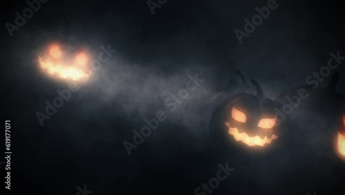 Pumpkin halloween background with mysterious pumpkin face