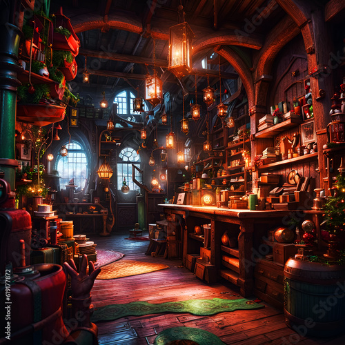 Gift and souvenir shop interior. Edited AI generated image