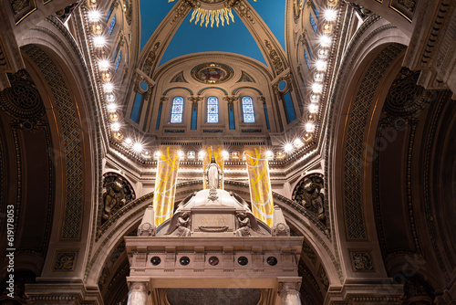 landmark basilica interior under dome above sanctuary built in beaux arts architectural style minneapolis minnesota