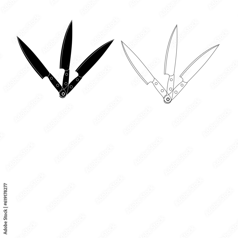 Obraz premium Khanjar icon in black style isolated on white background.Knife Desing Blade Cut Chako Hard Work. Arab Emirates symbol stock vector illustration.Machete icon symbol, illustration design template