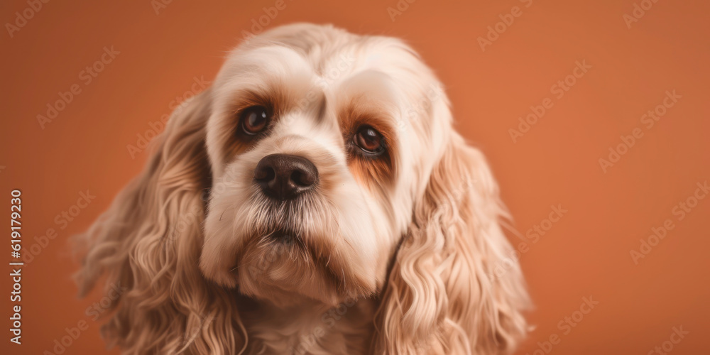 A happy Dog poses for a stunning studio portrait with a pastel-colored backdrop. AI Generated. A happy Dog poses for a stunning studio portrait with a pastel-colored backdrop. AI Generated.