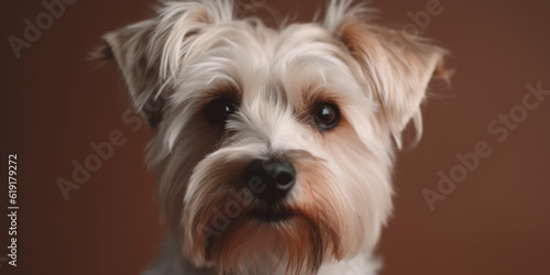 Studio portrait of a cute Dog, concept of Pet Photography, soft color background. AI Generated.