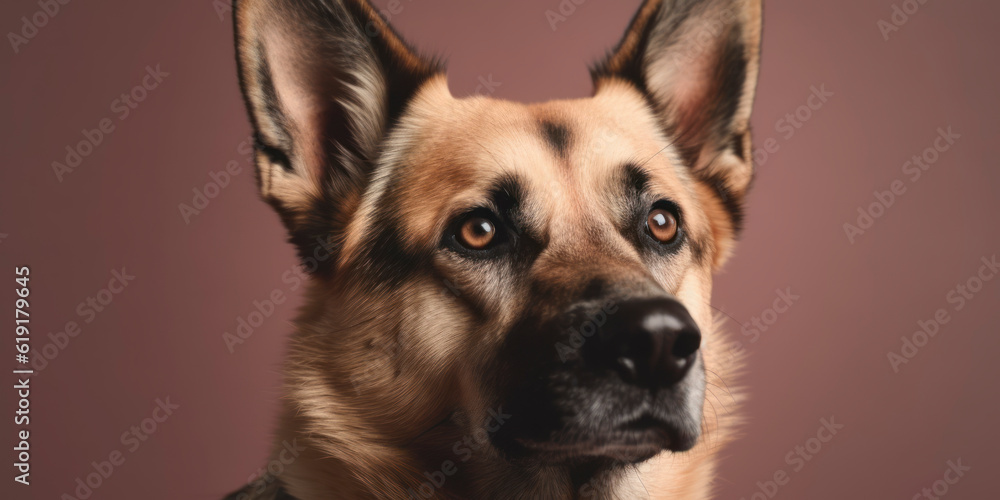 A gorgeous Dog looks at the camera with a smile in a light-colored background for a studio portrait. AI Generated. A gorgeous Dog looks at the camera with a smile in a light-colored background for a studio portrait. AI Generated.
