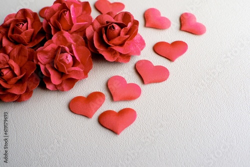 Love Valentines day romantic background. hearts and roses beautiful.