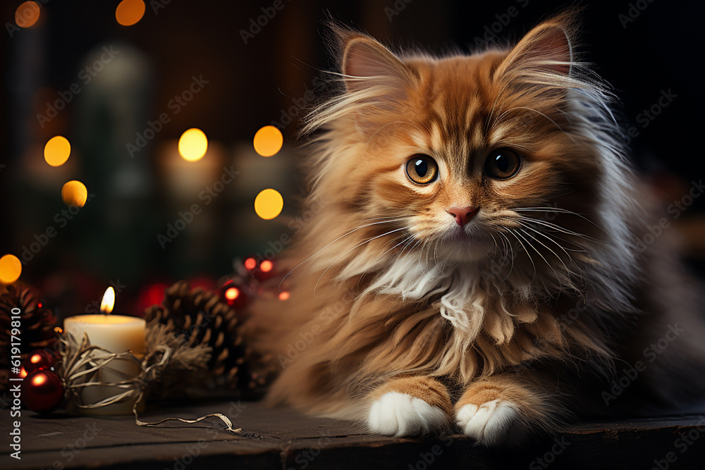 Christmas Background Cute Animal Ai generative