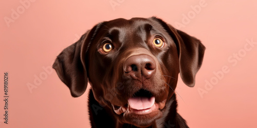 A beautiful Dog enjoys a studio session with a light-colored background. AI Generated. © Lemart