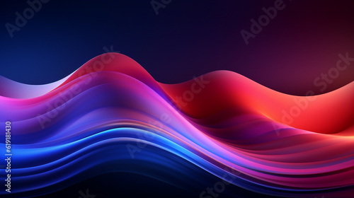 abstract background with glowing wavy lines in blue and red colors