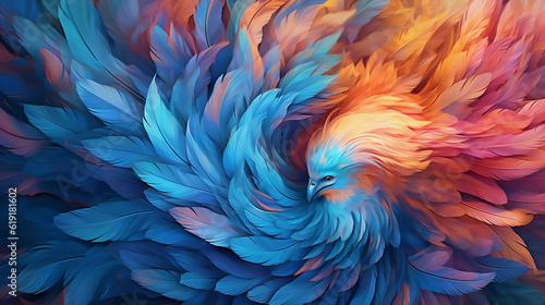 Abstract illustrator background from Phoenix Feathers. Generative Ai