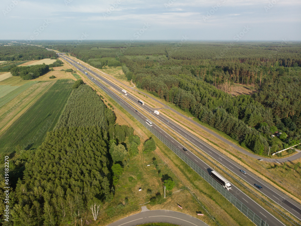 Autostrada A2 w okolicach Skierniewic/A2 motorway near Skierniewice town, Mazovia, Poland