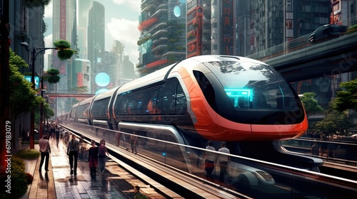 futuristic transportation system for a city. Generative AI.