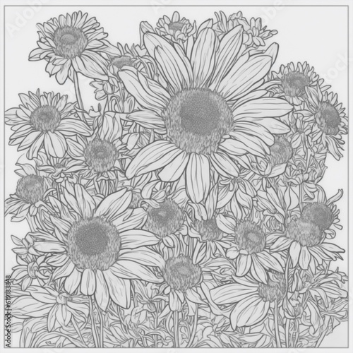 Wallpaper Mural Line art style flower coloring page Torontodigital.ca