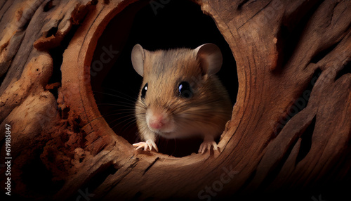 The mouse peers out of his hole Ai generated image
