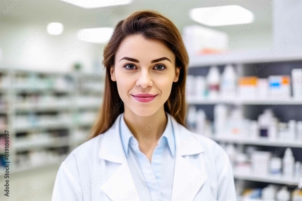 Radiant Female Pharmacist. Generative AI