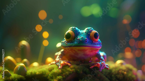A Chubby Frog's Journey. Generative AI photo