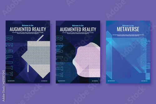 horizontal vertical modern introduction of future virtual reality metaverse flyer design