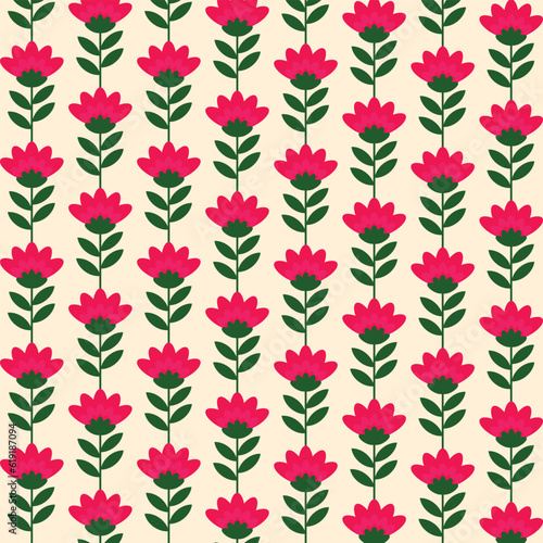 Elegant floral pattern pink flower vector for print