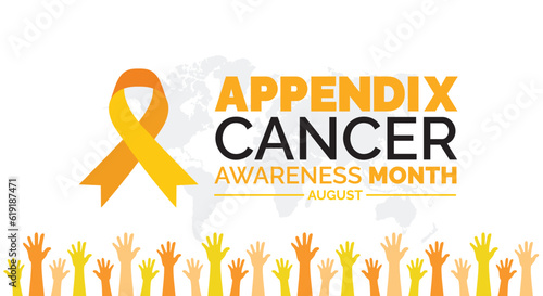 August is Appendix Cancer Awareness Month background template. Holiday concept. background, banner, card, and poster design template with text inscription and standard color. vector illustration.